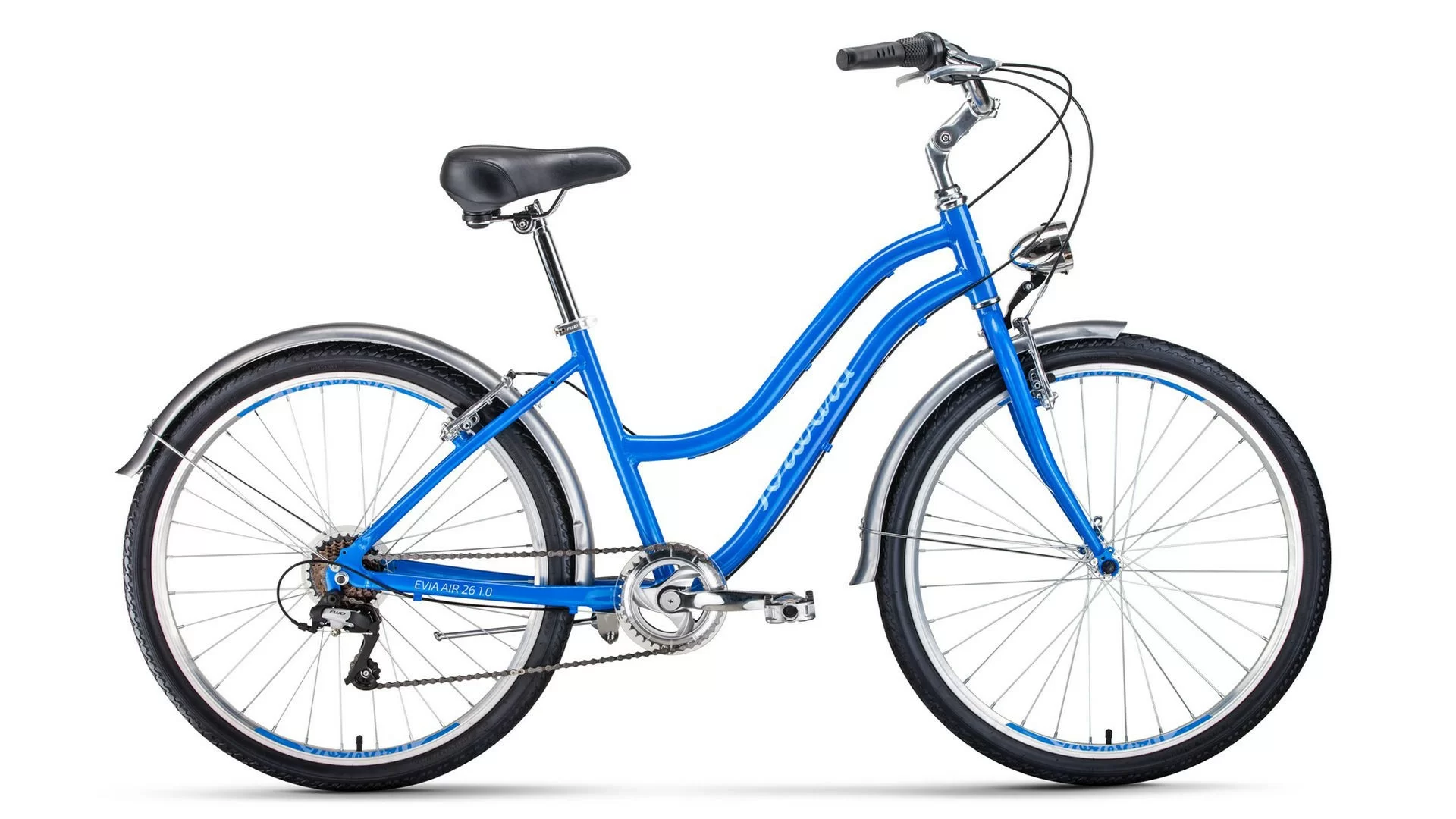 Реальное фото Велосипед Forward Evia Air 26 1.0 (2020) синий/белый RBKW08667002 от магазина СпортСЕ