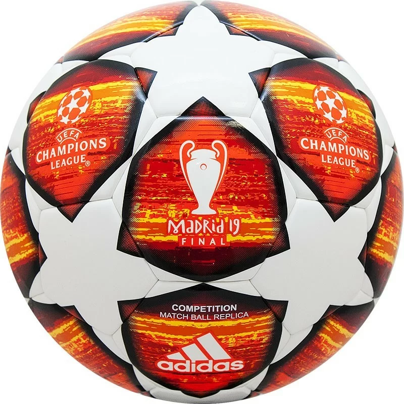 Реальное фото Мяч футбольный Adidas Finale 19 Madrid Competition №4 бело-красный DN8687 от магазина СпортСЕ