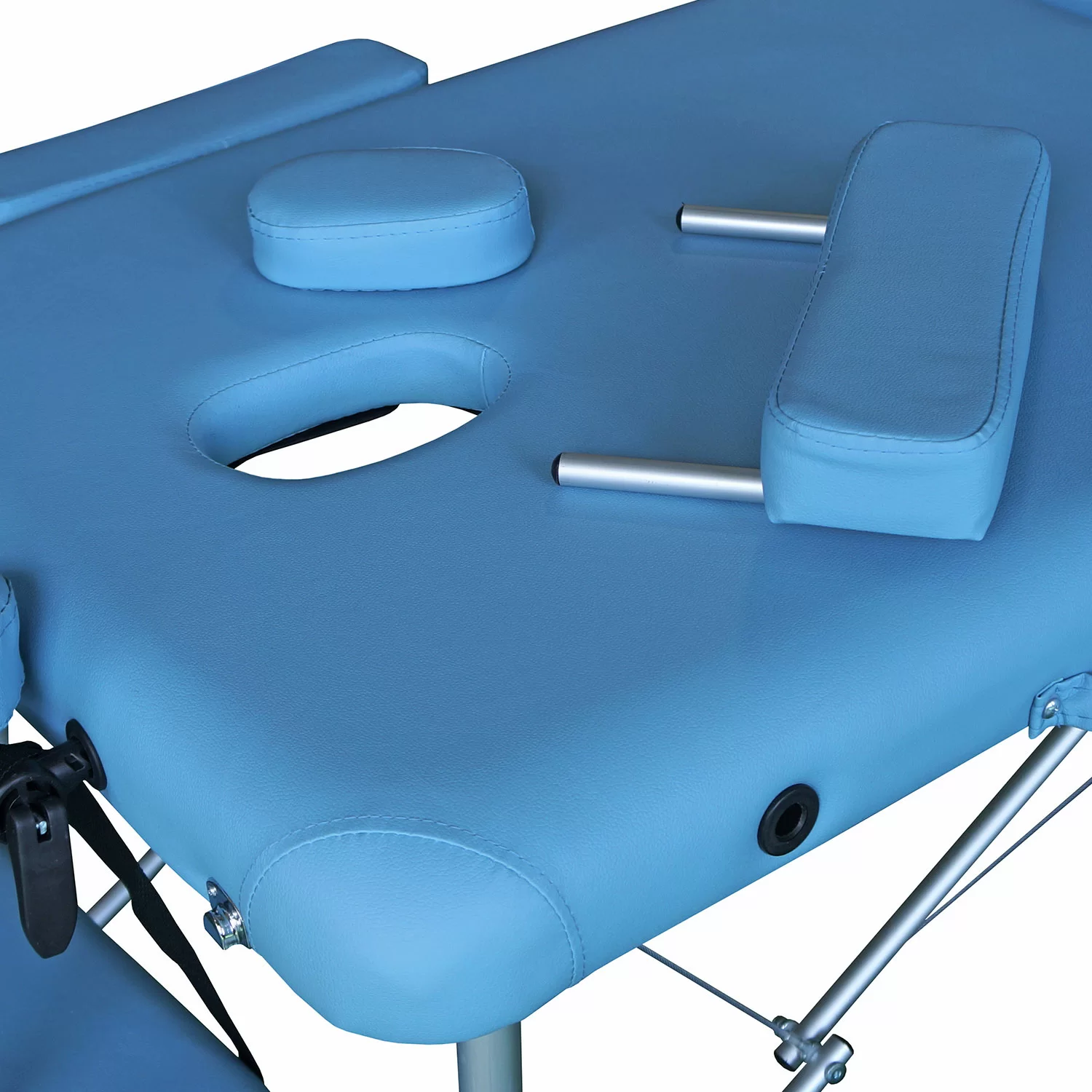 Реальное фото Массажный стол DFC NIRVANA, Elegant LUXE, 186х70х4 см, алюм. ножки, цвет св.голубой (Lt.Blue) TS2010_Bu от магазина СпортСЕ