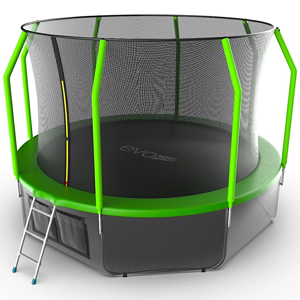 Реальное фото EVO JUMP Cosmo 12ft (Green) + Lower net. Батут с внутренней сеткой и лестницей, диаметр 12ft (зеленый) + нижняя сеть от магазина СпортСЕ