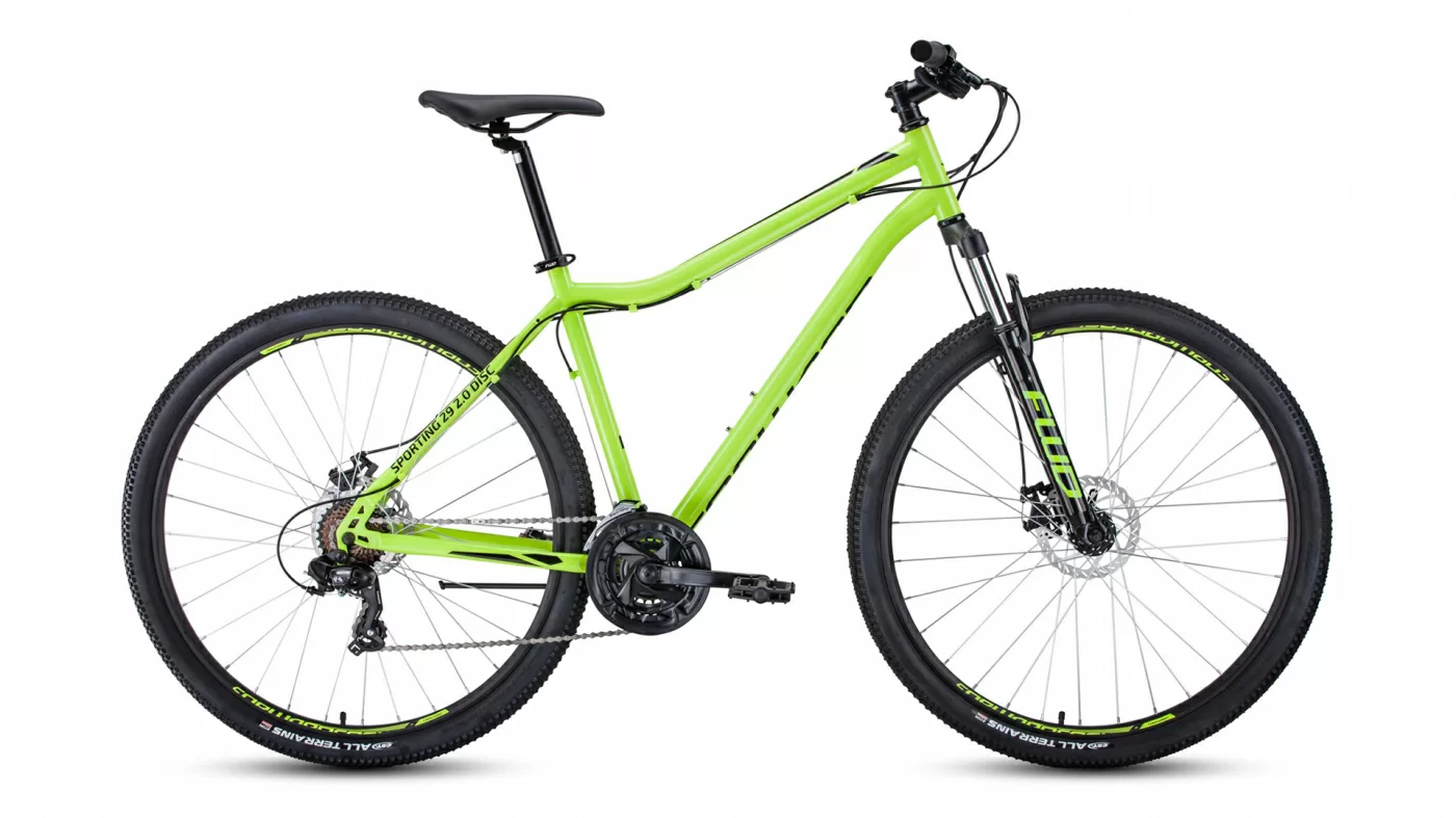 Реальное фото Велосипед Forward Sporting 29 2.2 disc (2021) ярко-зеленый/черный  RBKW1M19G023 от магазина СпортСЕ