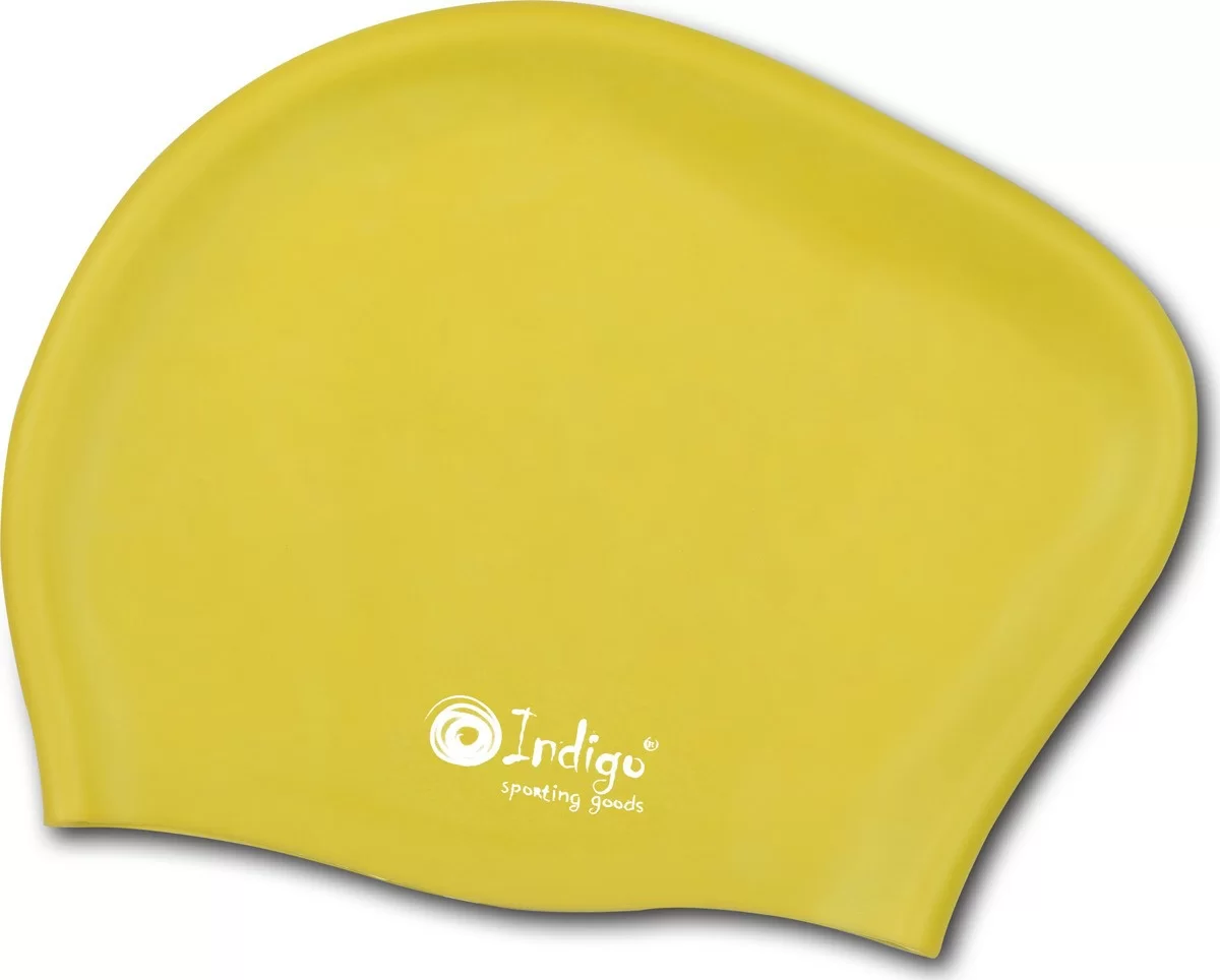Реальное фото Шапочка для плавания Indigo длинные волосы желтый 806 SC от магазина СпортСЕ