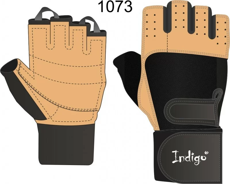 Реальное фото Перчатки Indigo с широким напульсником коричн/черные SB-16-1073 от магазина СпортСЕ