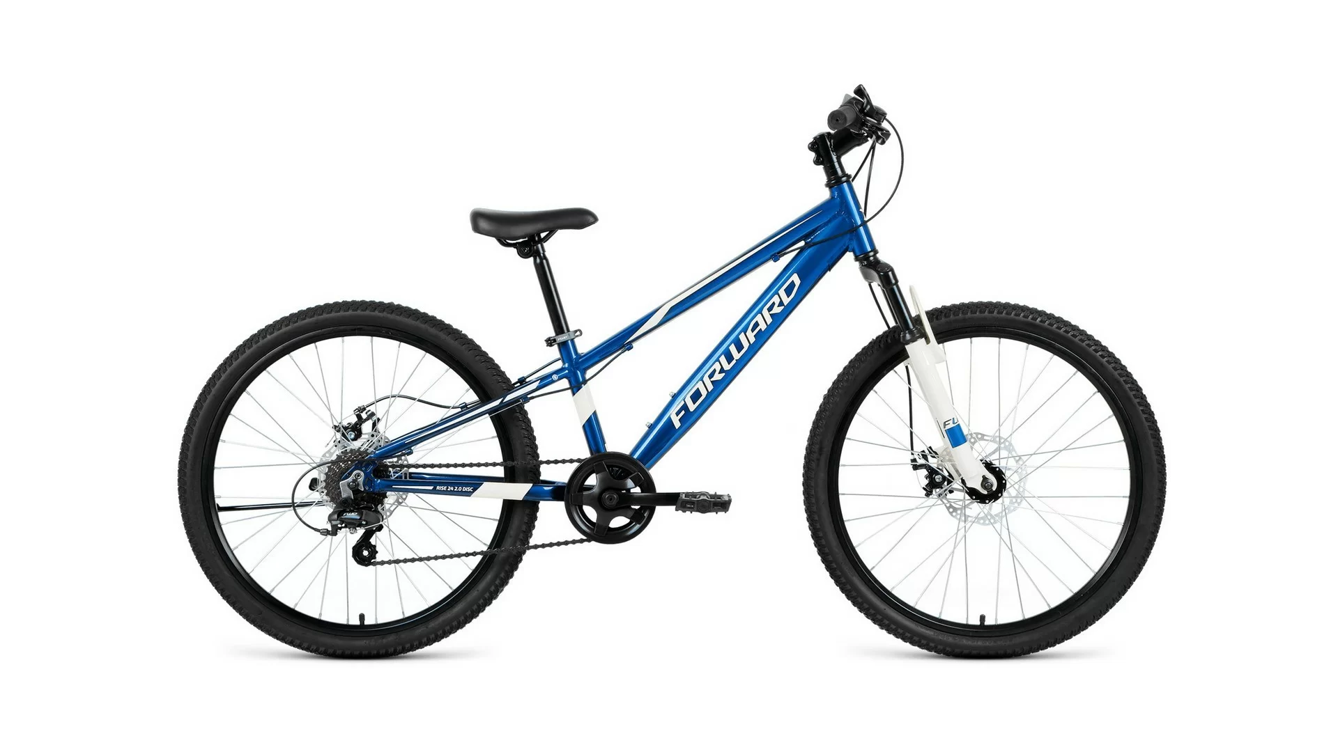 Реальное фото Велосипед Forward Rise 24 2.0 disc (2020) синий/белый RBKW01647002 от магазина СпортСЕ