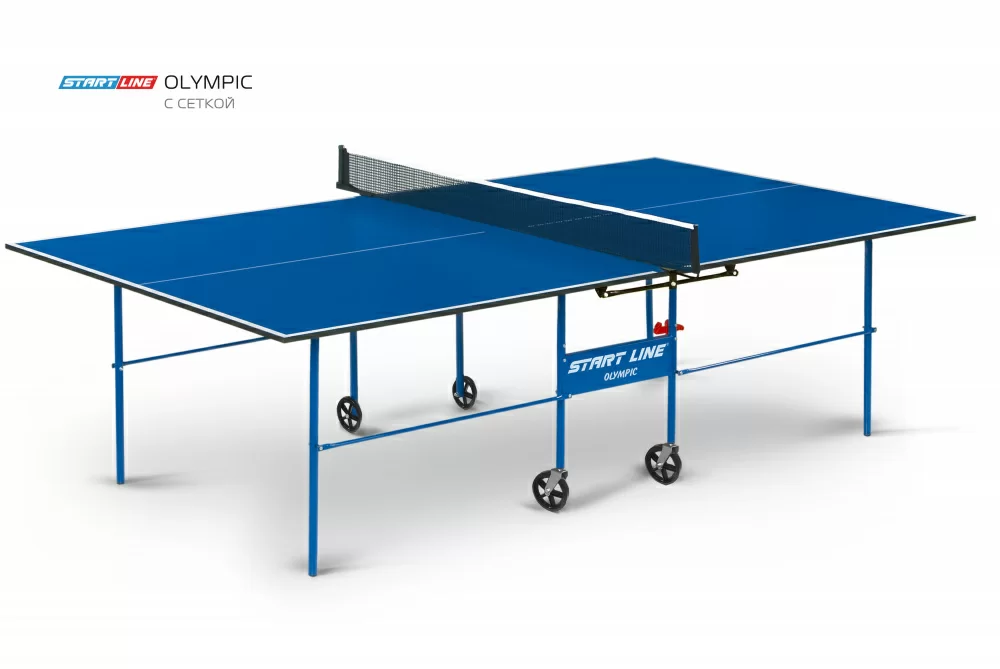 Реальное фото Теннисный стол Start Line Olympic с сеткой синий 6021 от магазина СпортСЕ