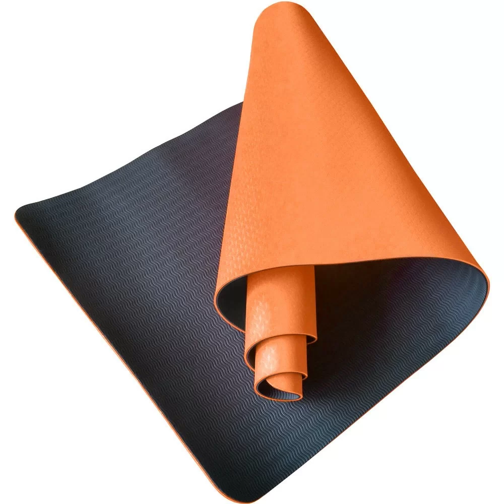 Реальное фото Коврик для йоги E33581 183х61х0,6 см ТПЕ оранжевый/черный 10017395 от магазина СпортСЕ