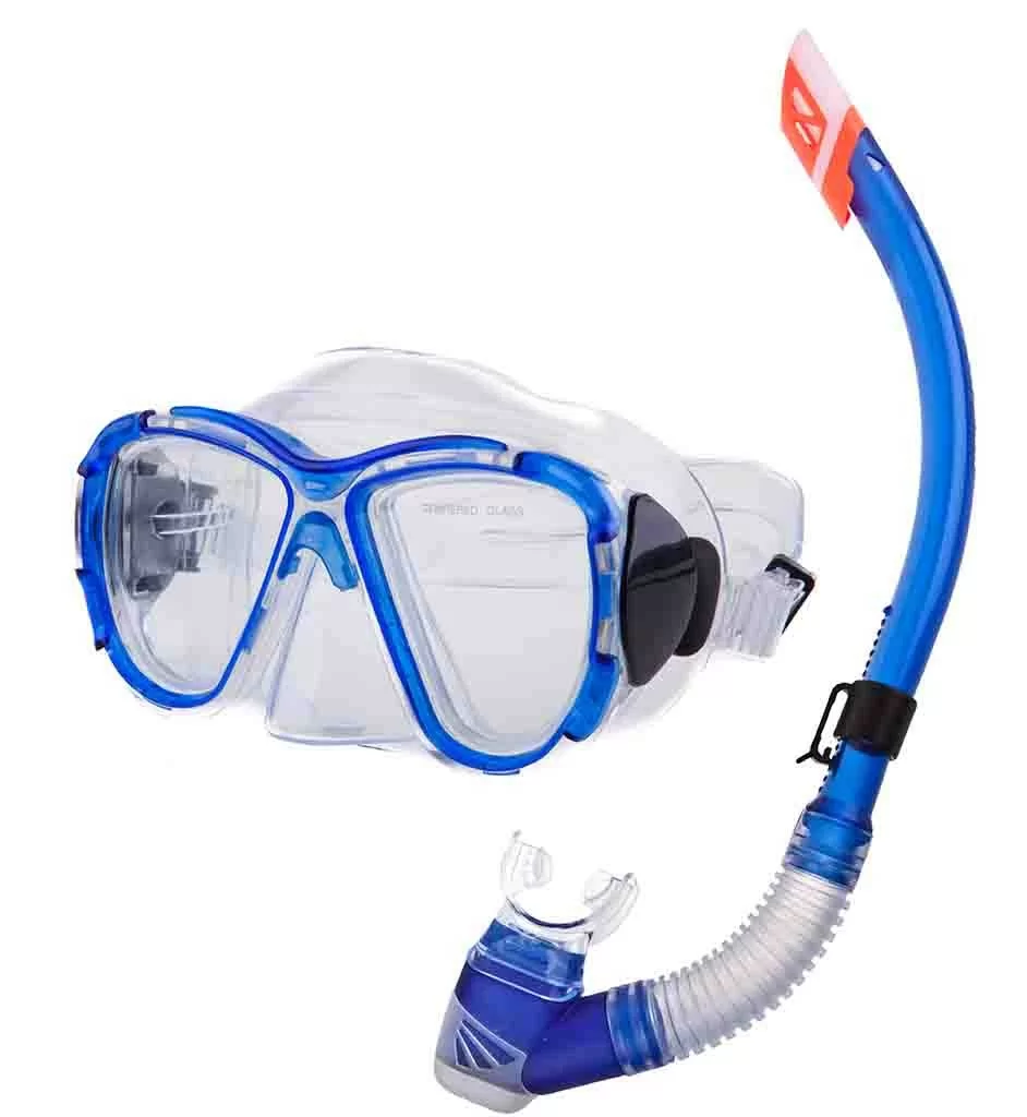Реальное фото Набор для плавания Alpha Caprice (маска+трубка) MS-1320S25 СИЛИКОН синий от магазина СпортСЕ