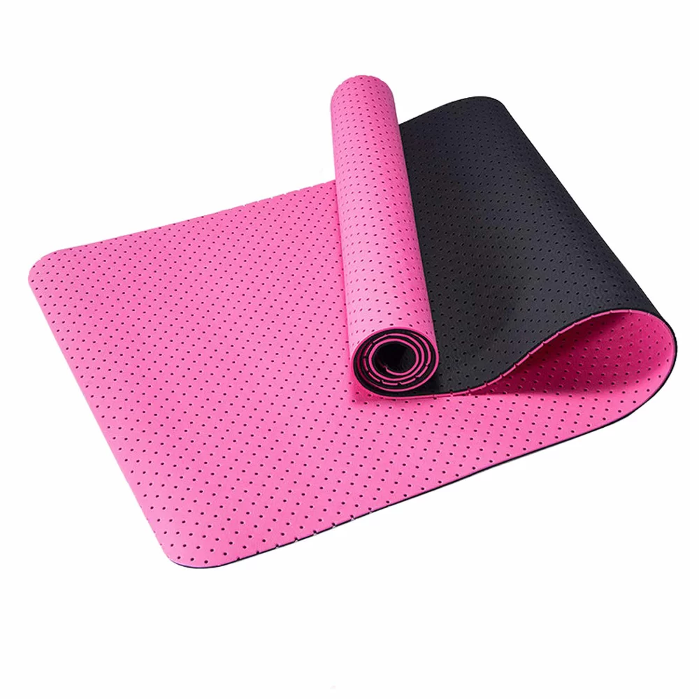 Реальное фото Коврик для йоги 183х61х0,6 см TPE-2T-4 ТПЕ розовый/черный (B34509) 10019313 от магазина СпортСЕ