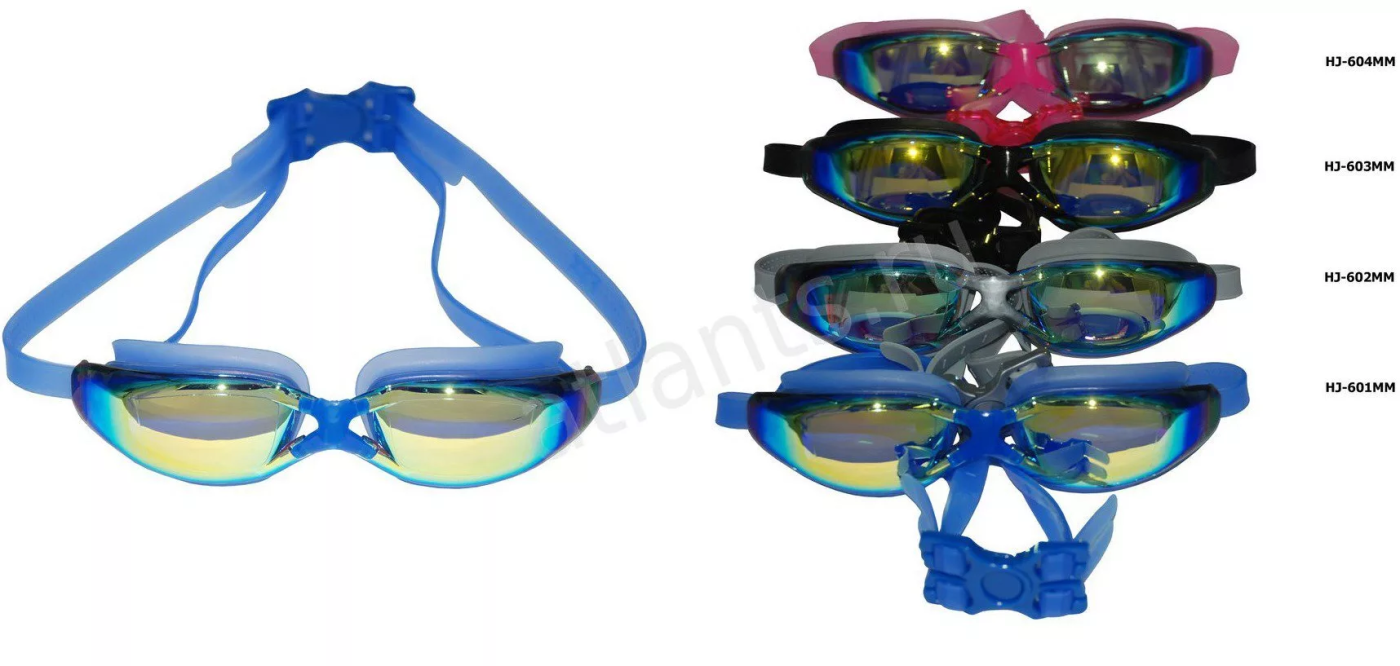 Реальное фото Очки для плавания Fox HJ-601MM взрослые зеркальные,синий от магазина СпортСЕ
