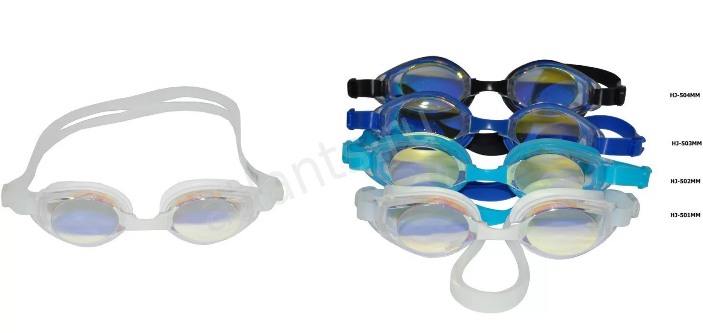 Реальное фото Очки для плавания Fox HJ-502MМ взрослые многоцветные зеркальные голубой от магазина СпортСЕ