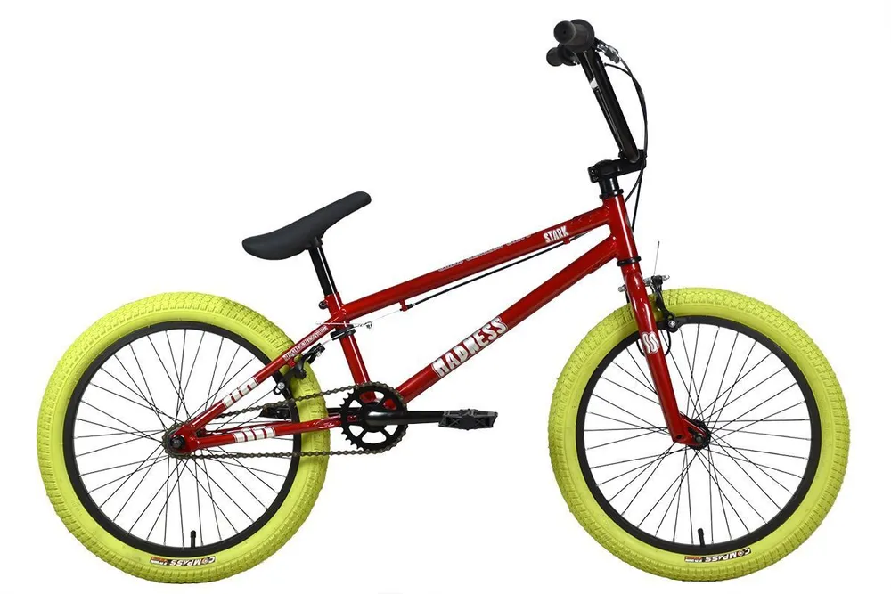 Реальное фото Велосипед Stark Madness BMX 1(2024) красный/серебристый/хаки от магазина СпортСЕ
