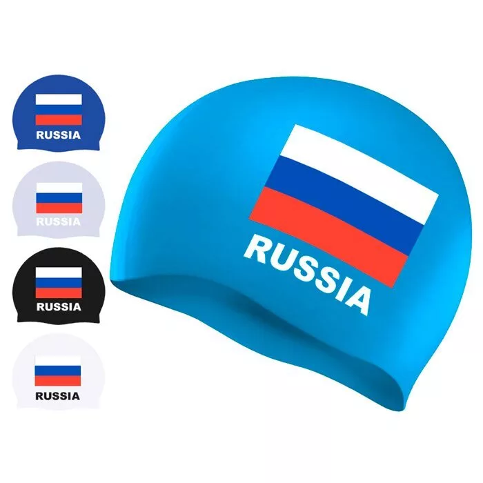 Реальное фото Шапочка для плавания Sprinter с изобр.флага России (черный) 06330 от магазина СпортСЕ