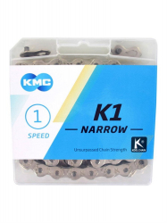 Цепь 1-ск KMC K1 Narrow Silver 100 звеньев 1/2"x3/32 BK1NNP100
