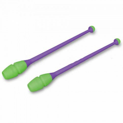 Булавы для гимнастики 41 см Indigo вставляющиеся (пластик, каучук) фиолетово-салатовые IN018