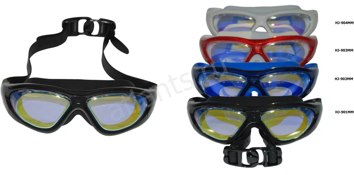 Реальное фото Очки-маска для плавания Fox HJ-901ММ многоцветные зеркальные черный от магазина СпортСЕ