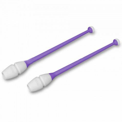 Булавы для гимнастики 41 см Indigo вставляющиеся (пластик, каучук) фиолетово-белые IN018