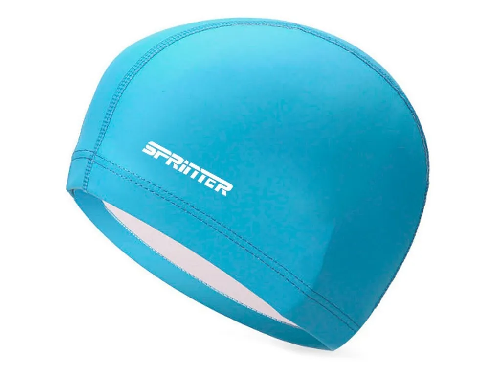 Реальное фото Шапочка для плавания комбинированная Sprinter: PU-1117 (голубой) 06316 от магазина СпортСЕ