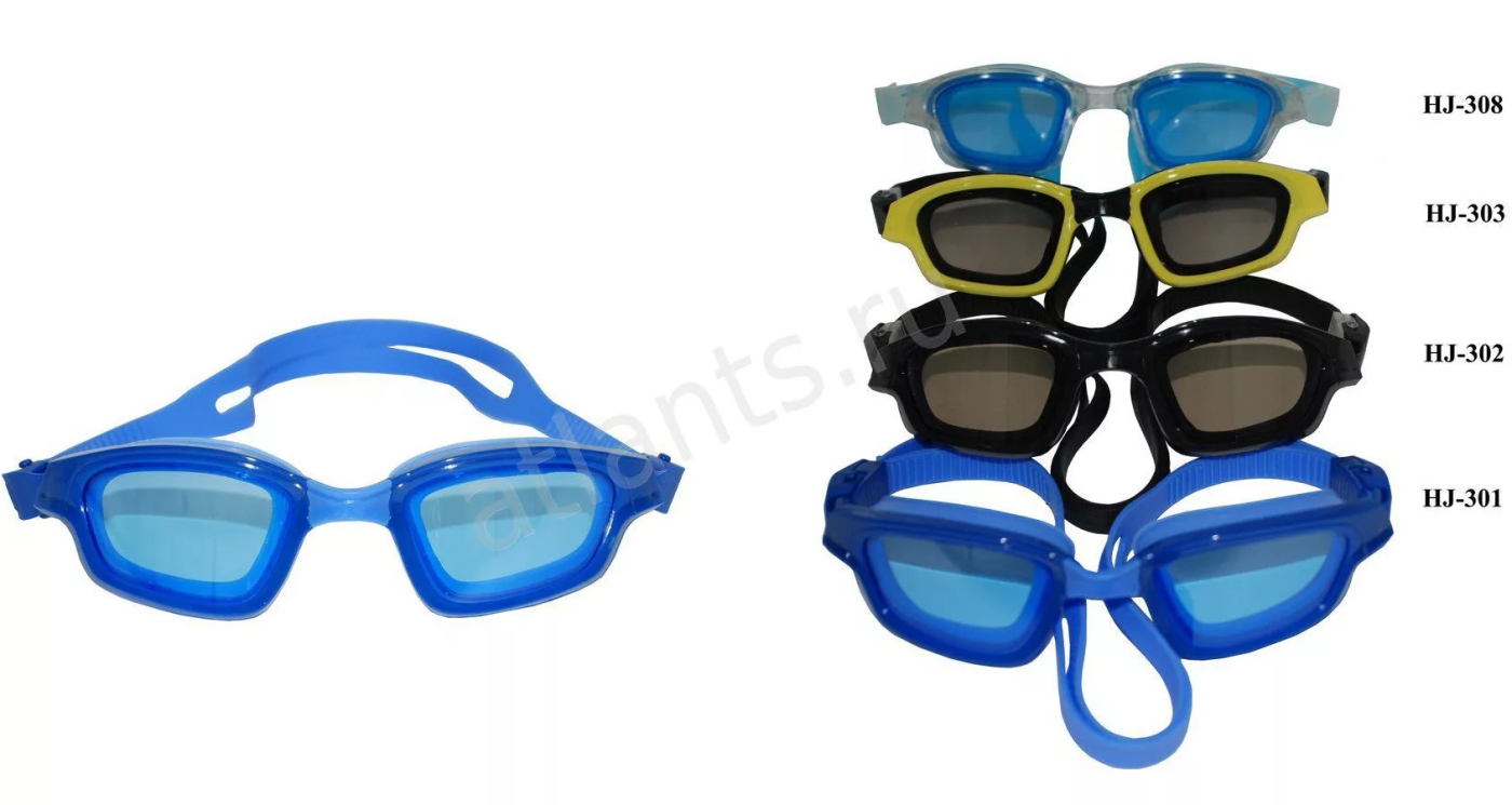 Реальное фото Очки для плавания Stingrey HJ-308 взрослые оправа синяя стекло синее HJ-301 от магазина СпортСЕ