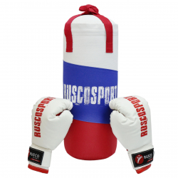Набор боксерский для начинающих RuscoSport Триколор (перчатки бокс. 4 oz) красный
