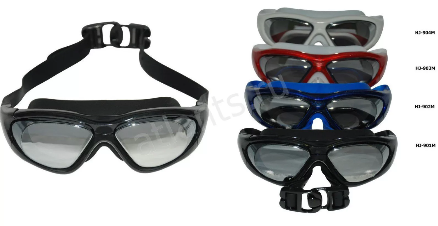 Реальное фото Очки-маска для плавания Fox HJ-904М зеркальные серебряный от магазина СпортСЕ